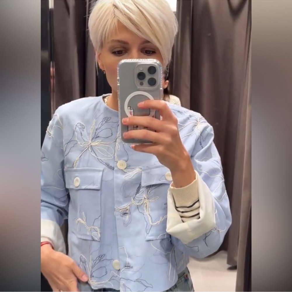ZARA EMBROIDERED ROUND NECK JACKET - Picture 9 of 16